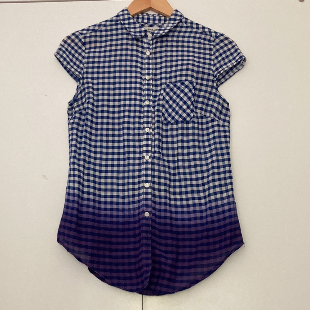 Anthropologie "Holding Horses" Plaid Button Down Blouce Size 0
